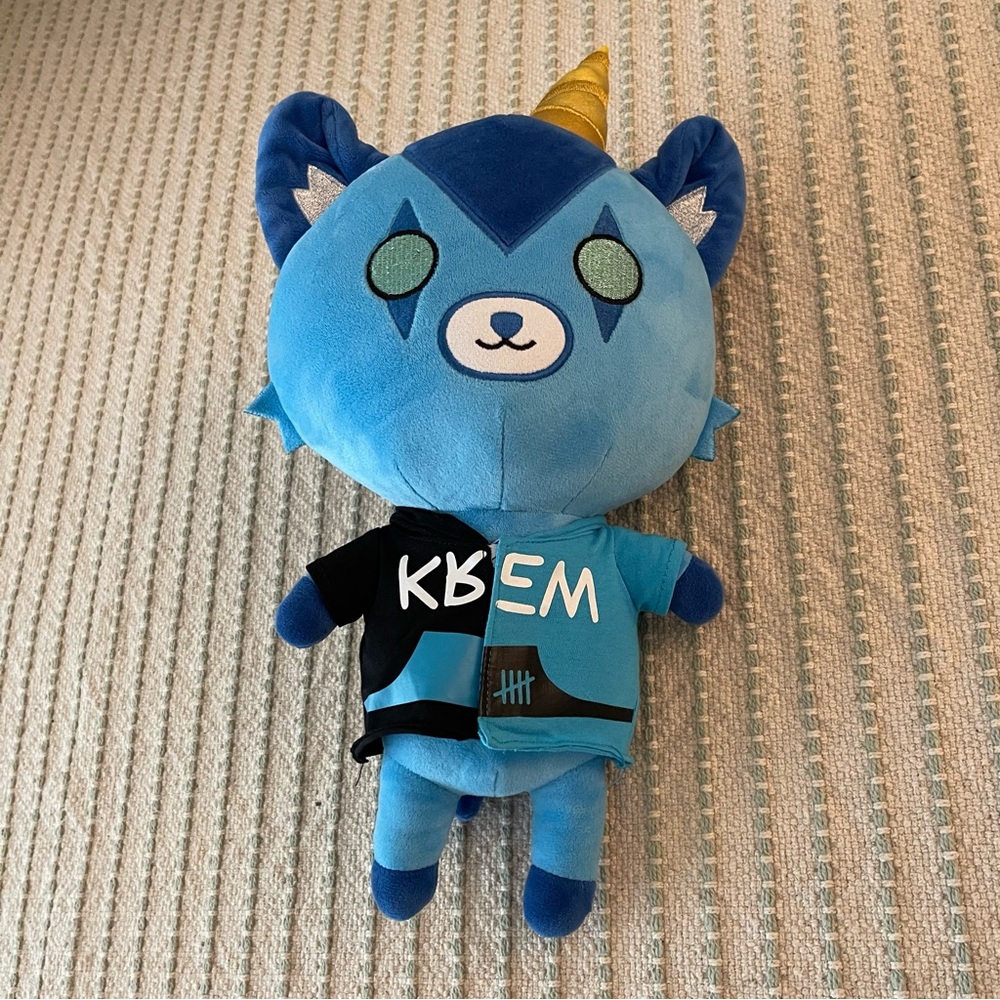 Knew District Blue Funneh Teddy w/ Jacket - Stuffed Animal - Toy - Pretend Toy